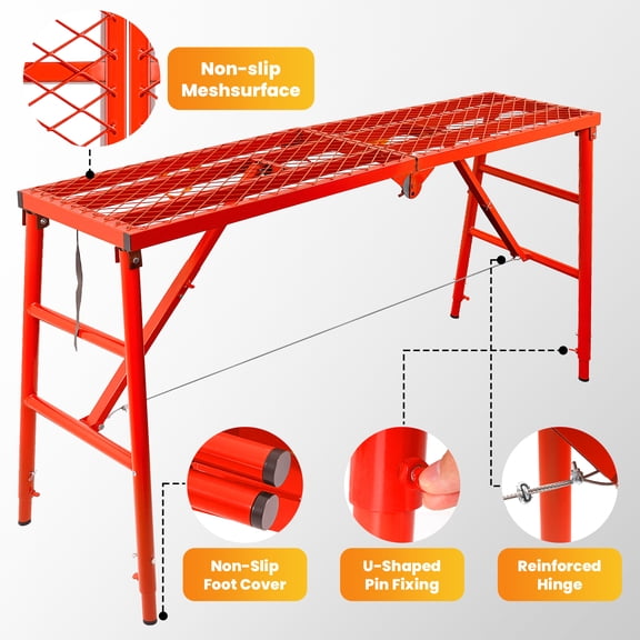 Muweixin Foldable Scaffolding Platform, Adjustable Height Work Bench with Carry Handle, Compact Storage, Anti-Slip Design for Home Painting, Cleaning