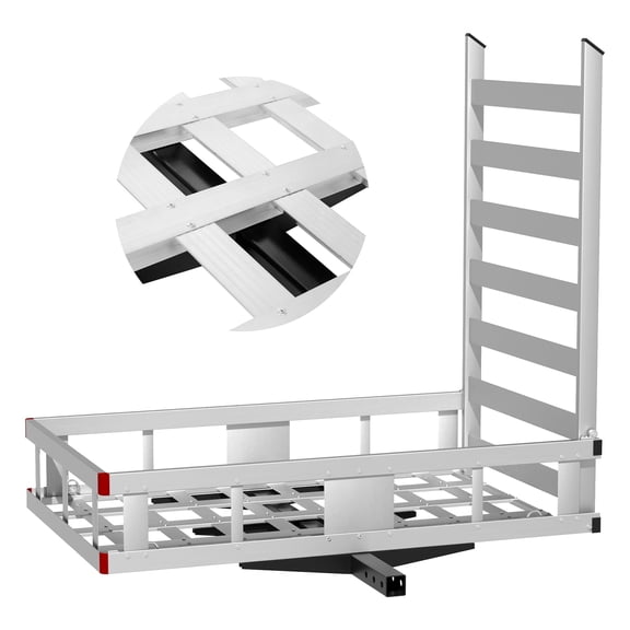 Muweixin Gray Heavy Duty Hitch Cargo Carrier, 500lbs Capacity Aluminum Trailer Rack with Loading Ramp, Fits 2 inch Hitch Receiver for SUV Truck
