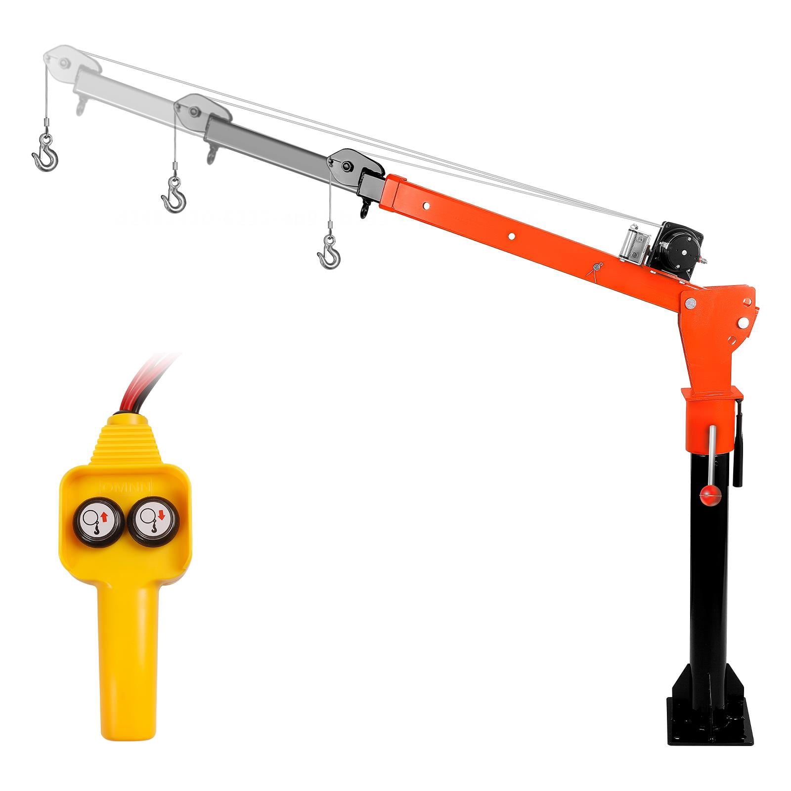 Muweixin Heavy Duty Single Arm Truck Crane, 12v Electric 2000lbs Capacity, Alloy Steel Adjustable Hoist for Outdoor Lifting, Vehicle Use