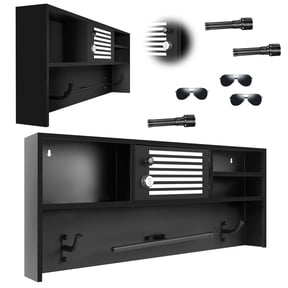 Muweixin Large Capacity Police Gear Rack, Black Wall Mounted Metal Organizer with Hangers for Law Enforcement & Home Use