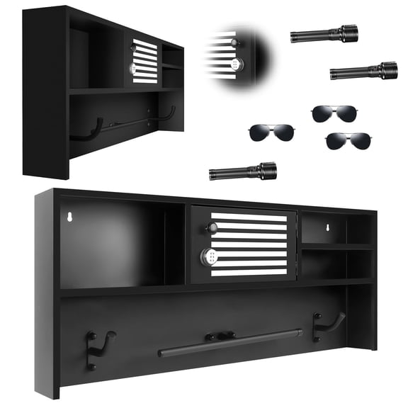 Muweixin Large Capacity Police Gear Rack, Black Wall Mounted Metal Organizer with Hangers for Law Enforcement & Home Use