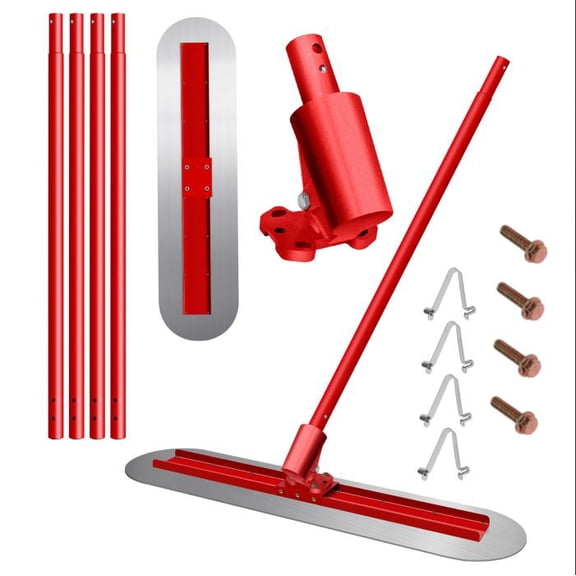 Muweixin Stainless Steel Concrete Float, Lightweight Corrosion-Resistant Trowel, with 4 Interlocking Aluminum Poles, for Professional & DIY Concrete Finishing