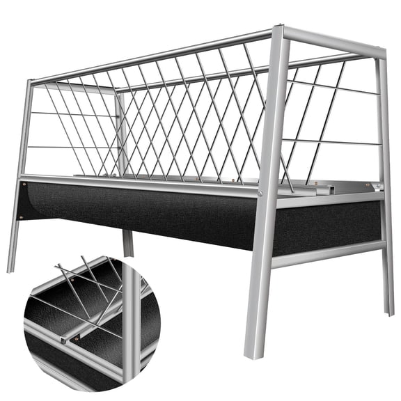 Muweixin Stainless Steel Livestock Feeding Trough, Heavy Duty Rustproof Goat Sheep Feeder with Detachable Tray, Large Capacity Hay Grain Bucket for Farm Pasture Barn