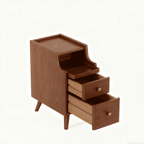 Muwuele Small Nightstand, Solid Wood Nightstand with Drawers, Modern Walnut Bedside Table for Bedroom