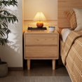 thumbnail image 1 of Muwuele Solid Wood Nightstand, 2 Drawers Nightstand, Mid Century Modern Night Stand, Dorm Bedside Table for Bedroom, Living Room, Natural, 1 of 9
