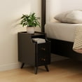 thumbnail image 1 of Muwuele Solid Wood Small Nightstand with Drawers, Dorm Bedside Table, Narrow Black Nightstand for Bedroom, Living room, 1 of 13