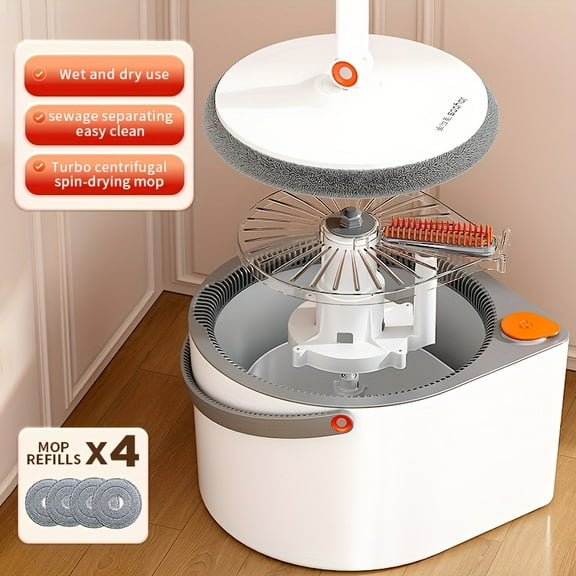 Muxi Glory® Hands-Free Spin Mop & Bucket Set - 3 Interchangeable Mop Heads (Wet/Dry/Dust) - Rotating Floor Cleaner for Kitchen, Bathroom & Home - Includes Storage Bucket