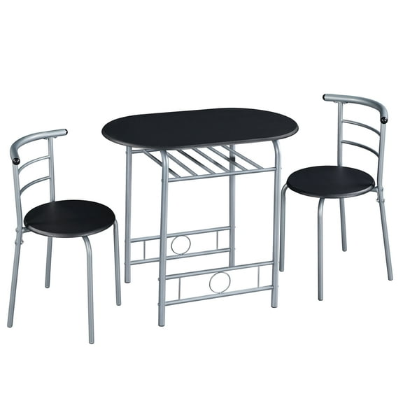 Muxi Glory Modern Round Dining Table and Chairs Set for 2 with Steel Legs & Storage Rack, Space-Saving Design for Kitchens, Apartments, Dorm Rooms, and Small Spaces, Natural/Black/White/Brown
