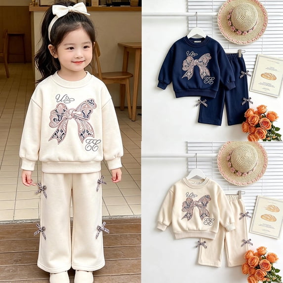 Muxikeji Clothes Back to School Clothes for Teen Girls,Newborn Outfits Baby Girl Graphic Print Long Sleeve Loose Hooded Sweatshirt top Pocket Elastic Waist Pants Children Fall Clothes for Teen Girls