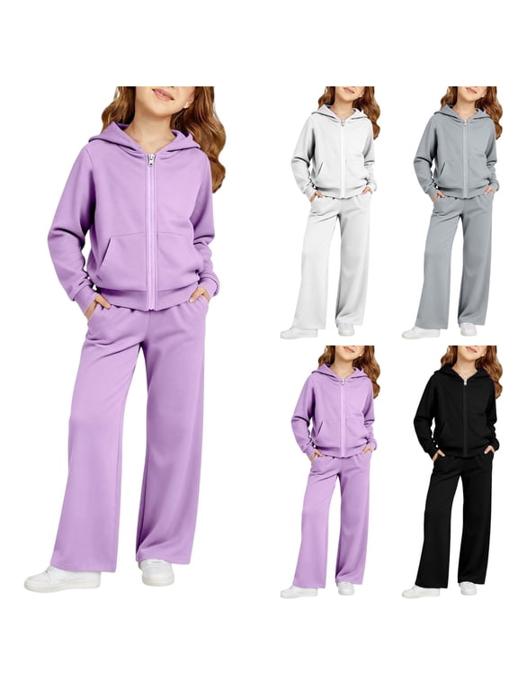 Back to School Clothes,toddler Outfits for Girls 6 Graphic Print Long Sleeve Soft Pullover Hoodie Sweatshirt and Jogger Sweatpants Clothing Fall Clothes for Kids