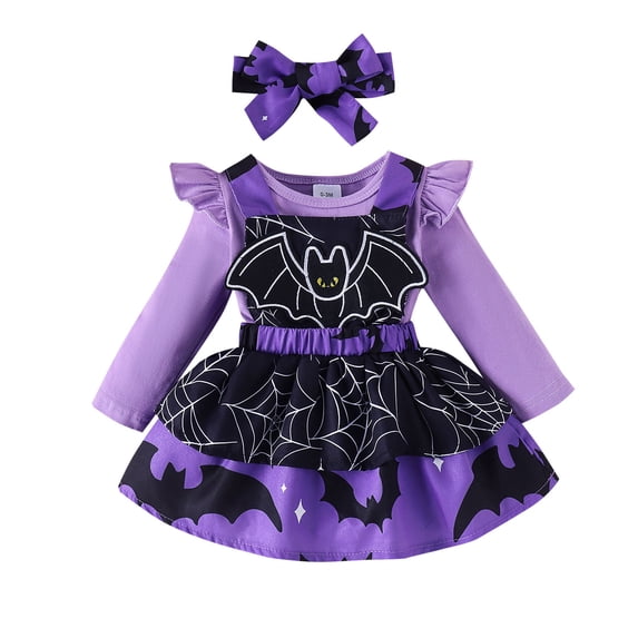 Muxikeji Clothes Girls Halloween Long Sleeve Romper Bodysuits Cartoon Pumpkin Embroider Suspenders Skirts Outfits,Girls Halloween Dress Tutu Sequin,Dresses for Girls 6-7