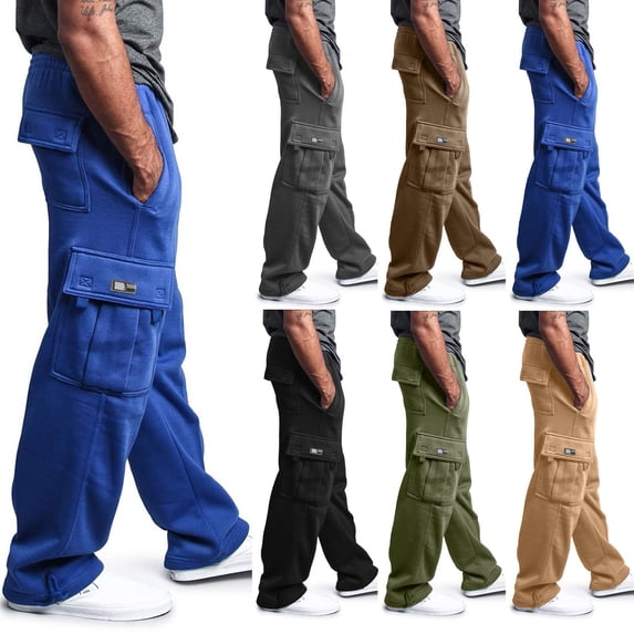 Muxikeji Clothes Mens Solid Color Drawstring Waist Loose Sports Pants with Pockets Comfort Daily Training Casual Athletic Trousers