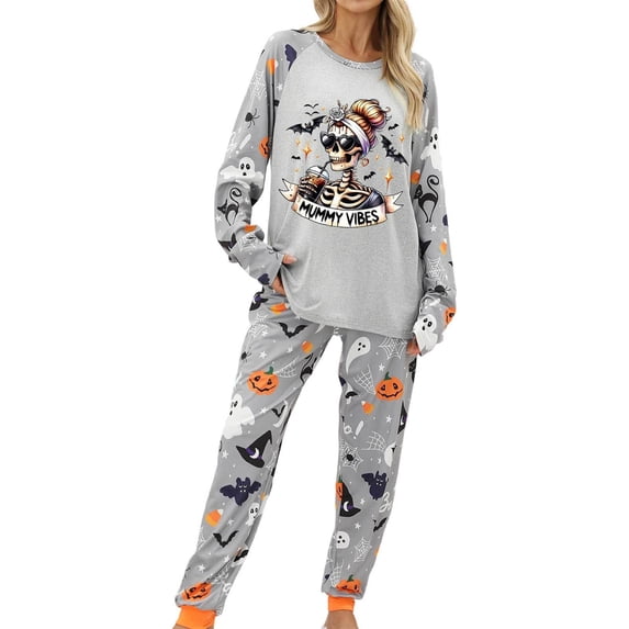 Muxikeji Clothes Women Halloween Pajamas Women Pajama Sets Halloween Sleepwear Cozy Loungewear Two Piece Outfit Soft Comfortable Homewear Nightwear for Women