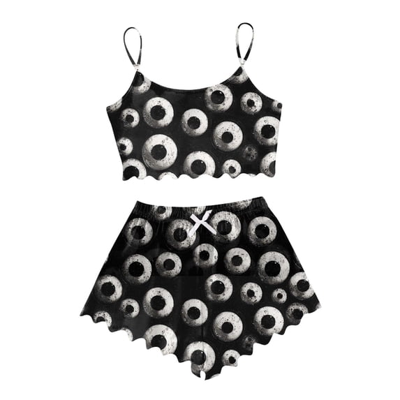Muxikeji Clothes Womens Plus Sized Halloween Pajamas,Ladies' Sleeveless Tank Top and Shorts Set Casual Home Wear Halloween Print Comfortable Everyday Wear