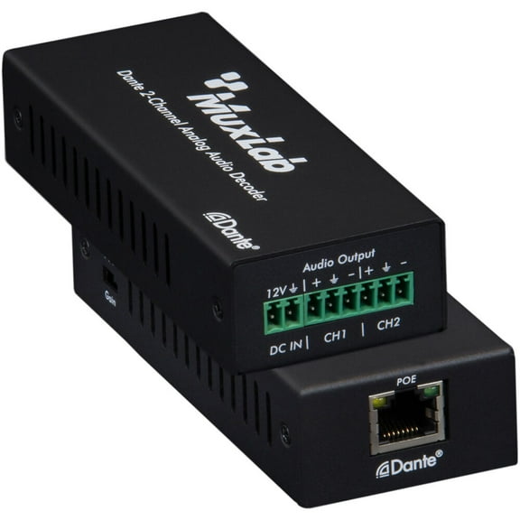 MuxLab Dante 2-Channel Analog Audio Decoder (500552)