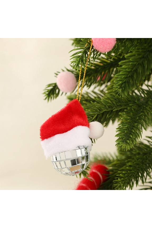 10 - Pack Foam Christmas Hat Ball Pendant - Festive, Recyclable Decor, 5.9x4.7x1.2 in