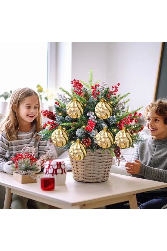 6cm (2.4in) Electroplated Plastic Christmas Balls Set, Hanging Decorations for Tree, 42pcs, Durable & Easy to Hang, Festive Decor