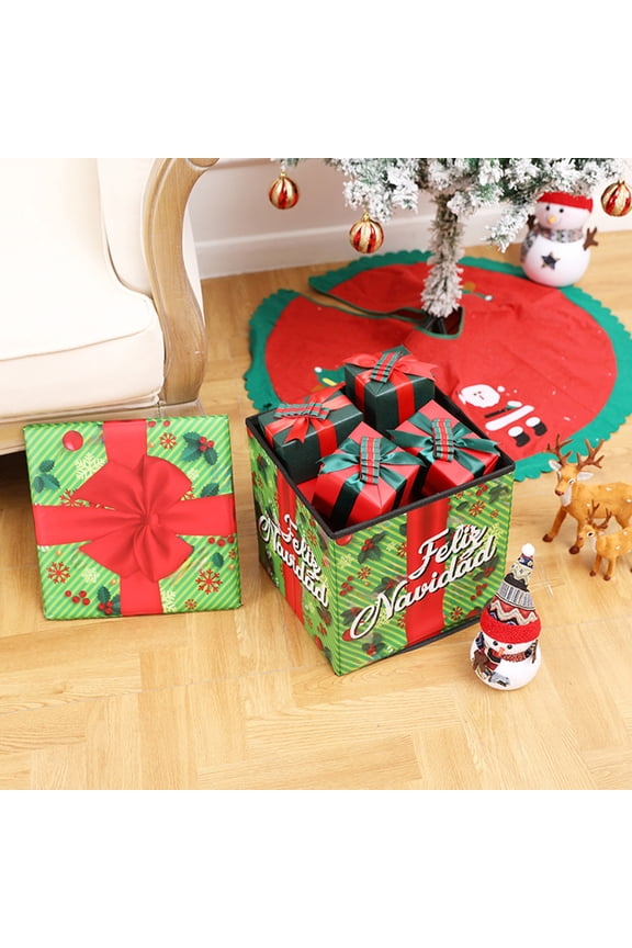 Christmas Storage Box - Non - woven, 11.8x12.6 in - Multi - purpose, Foldable - for Toy, Gift Storage & Deco