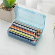 Muyan Large Capacity Plastic Pencil Box Stackable Translucent Clear Pencil Box Office Supplies Storage Organizer Box For Gel Pens Erasers Tape Pens Pencils Mark,8*5*2.3In