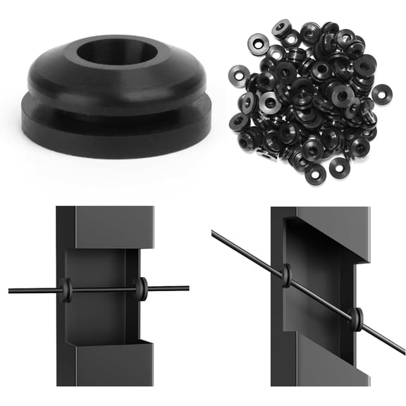 Muzata 100Pack Level Stairs Angle Protector Sleeves Cable Railing Kits for 25 30 35 Degree Metal Post 1/8" 5/32" 3/16" Stainless Steel Cable Protective Rubber Grommets CB28