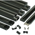 thumbnail image 1 of Muzata 10Pack 3.3FT/1M Black LED Channel System with Smoky Black Cover Lens,Aluminum Track Housing Profile for Strip Tape Light for Under Cabinet, U Shape U1SW BB 1M, LU1, 1 of 5
