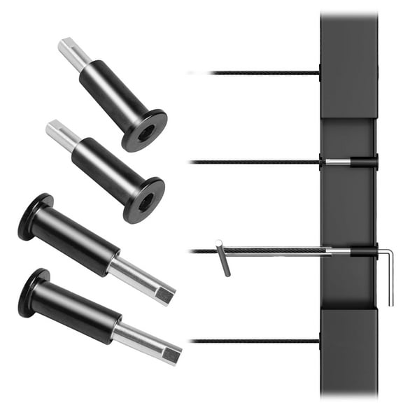 Muzata 20Pack Black Invisible Cable Railing Kit for 1/8" Wire Rope Upgraded Hand Swage Tensioner T316 Stainless Steel Cable Railing Hardware Hidden for 2"x2" Metal Deck Post CB40