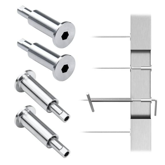 Muzata 20Pack Invisible Cable Railing Kit for 1/8" Wire Rope Upgraded Hand Swage Tensioner T316 Stainless Steel Cable Railing Hardware Compeletly Hidden for 2"x2" Metal Deck Post CB40