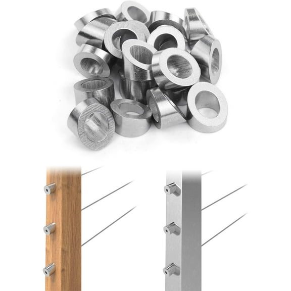 Muzata 20Pack T316 Stainless Steel Cable Railing Kit Angle Beveled Washer 25 30 35 Degrees for Deck Stair Railing System Wood Metal Post CR60