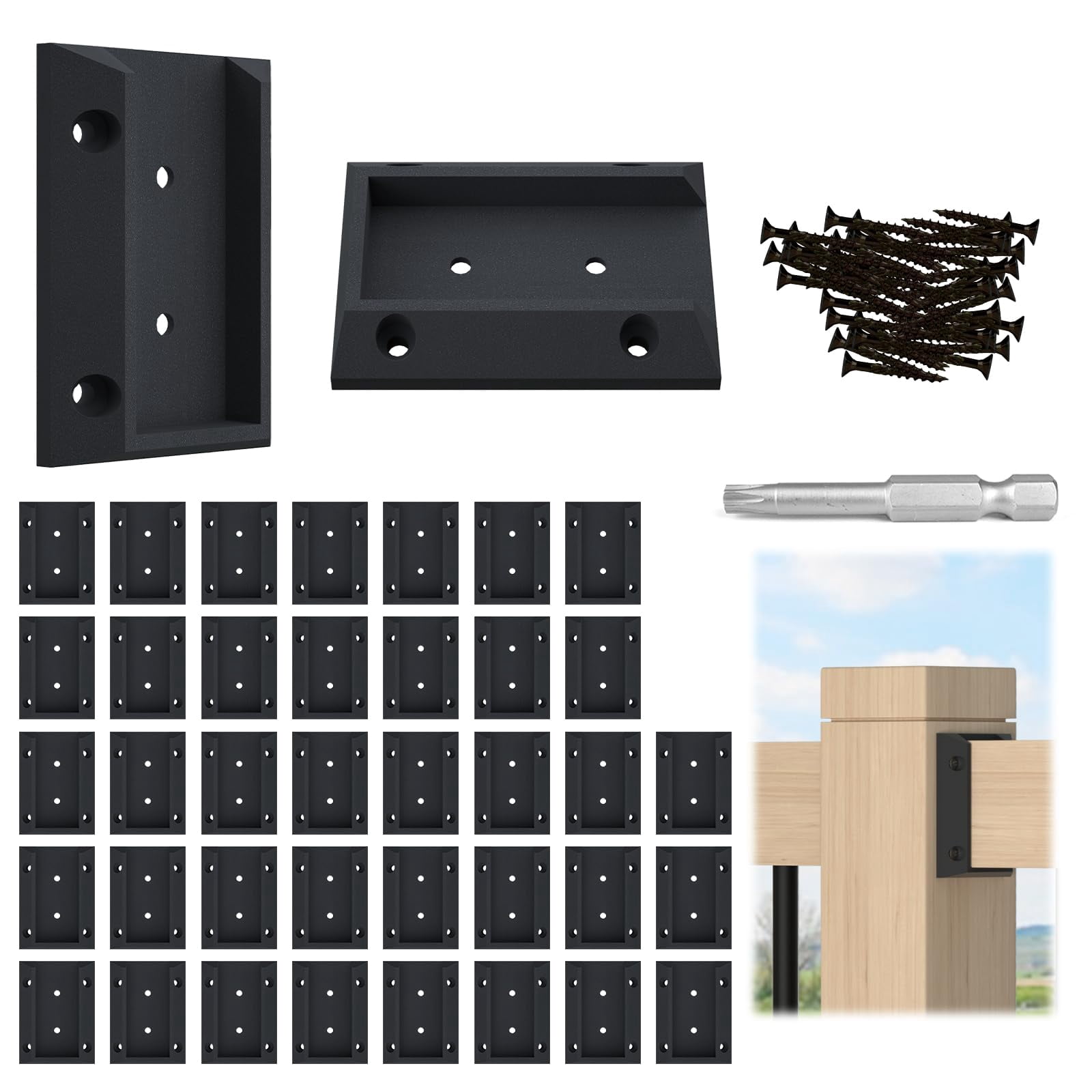 Muzata 40Pcs Deck Railing Brackets Connectors Rail Support Kit for 2x4 ...