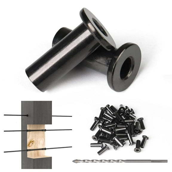 Muzata 50Pack Black Cable Railing Kit Protector Sleeves Protective Grommet for 1/8" 5/32" 3/16" Wire Rope Wood Posts T316 Stainless Steel Cable Deck Railing CR88