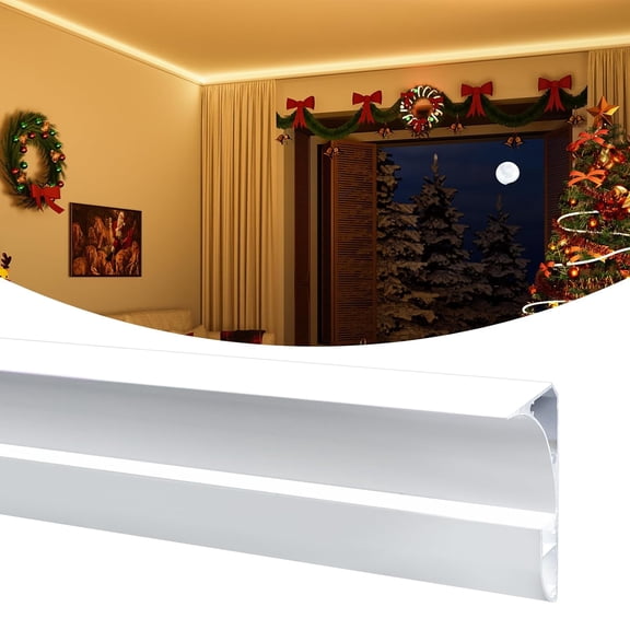 Muzata 5Pack 3.3FT/1M LED Channel Aluminum Crown Moulding Trim with Milky White Spotless LED Diffuser for LED Strip Drywall Ceiling Lighting Plasterline Wall Washer Decor U131