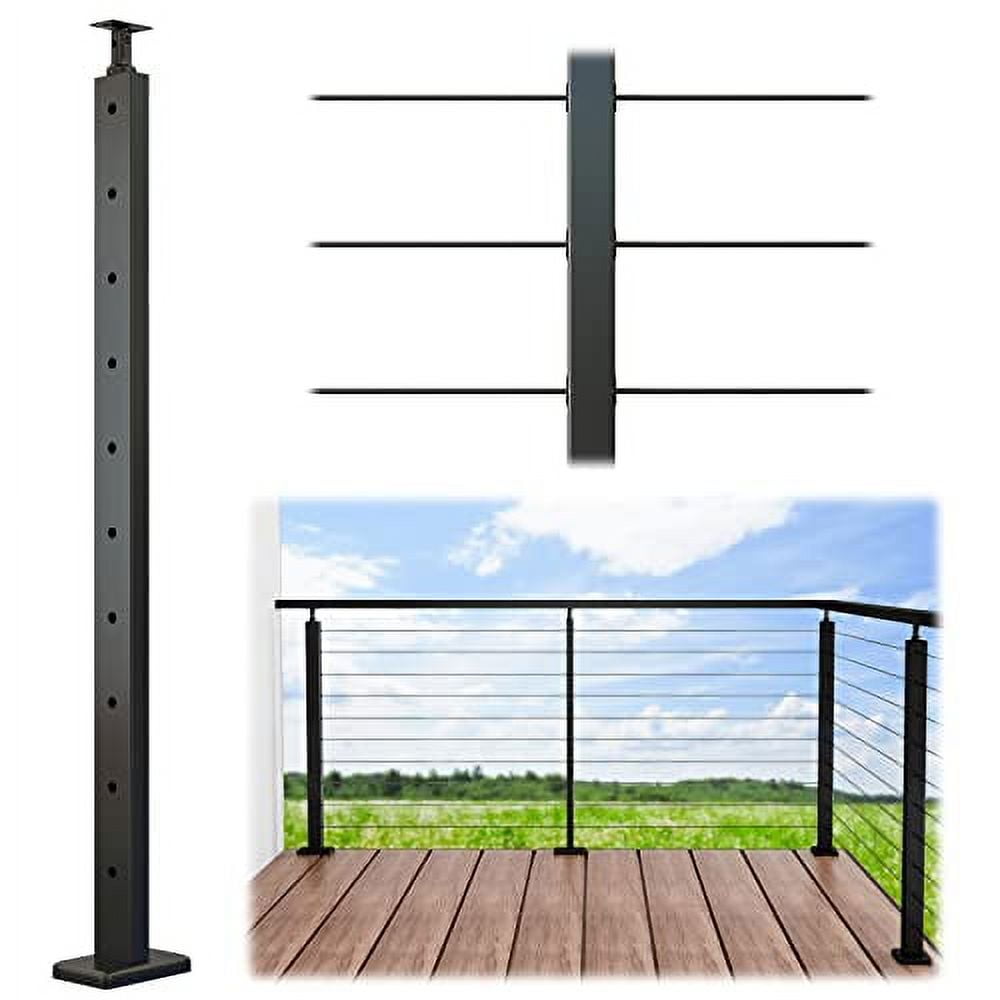 Muzata Cable Railing Post Intermediate Post 36"x1"x2" Stainless Steel