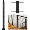 thumbnail image 1 of Muzata Level drilled Cable Railing Post 36"x2"x2" Adjustable Top Stainless Steel Black Finish Wood Concrete Level Deck, PS01 BH4S, 1 of 5