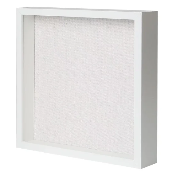 Muzilife 10x10 inch Shadow Box Picture Frame with Linen Board Deep Wood Glass Display Case, White