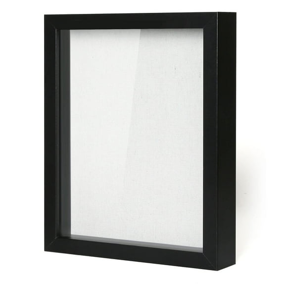 Muzilife 8x10 inch Shadow Box Picture Frame with Linen Board Deep Wood Glass Display Case, Black