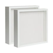 Muzilife Shadow Box Picture Frame with Linen Board Deep Wood Glass Display Case White, 2 pack 8X8