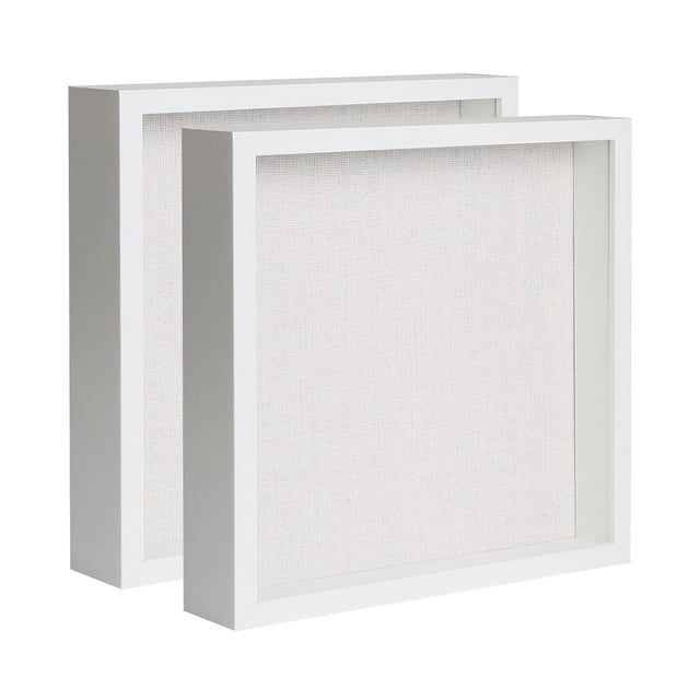 Muzilife 8X8 Square Shadow Box Picture Frame with Linen Board, Wood ...
