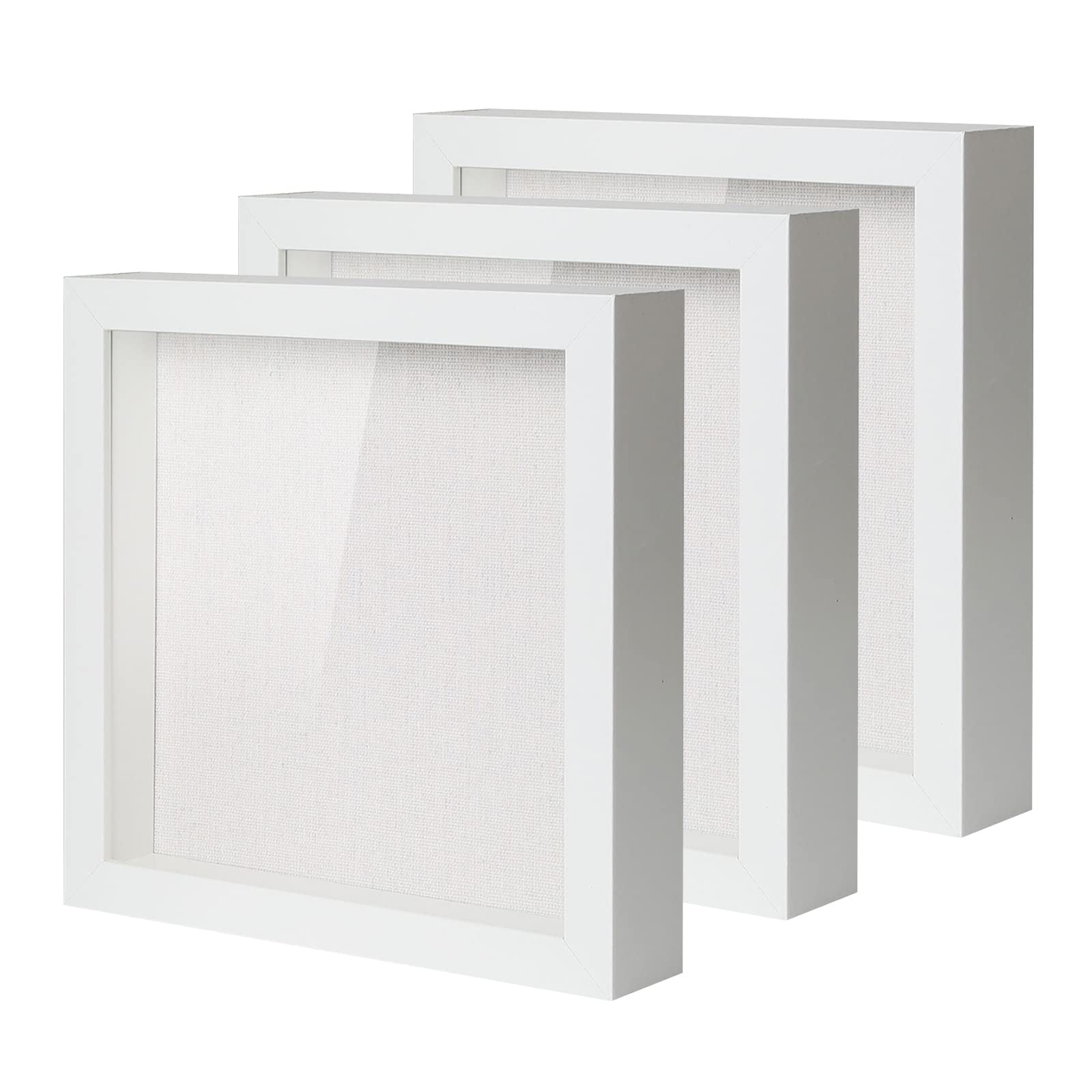 Muzilife Shadow Box Picture Frame with Linen Board Deep Wood Glass