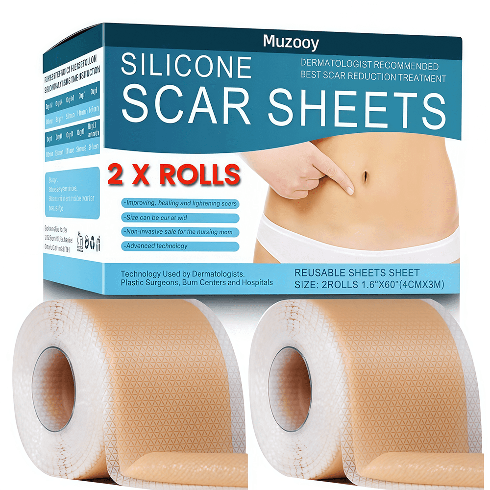 Muzooy Medical-Grade Silicone Scar Sheets - 2 Rolls, Scar Removal for ...