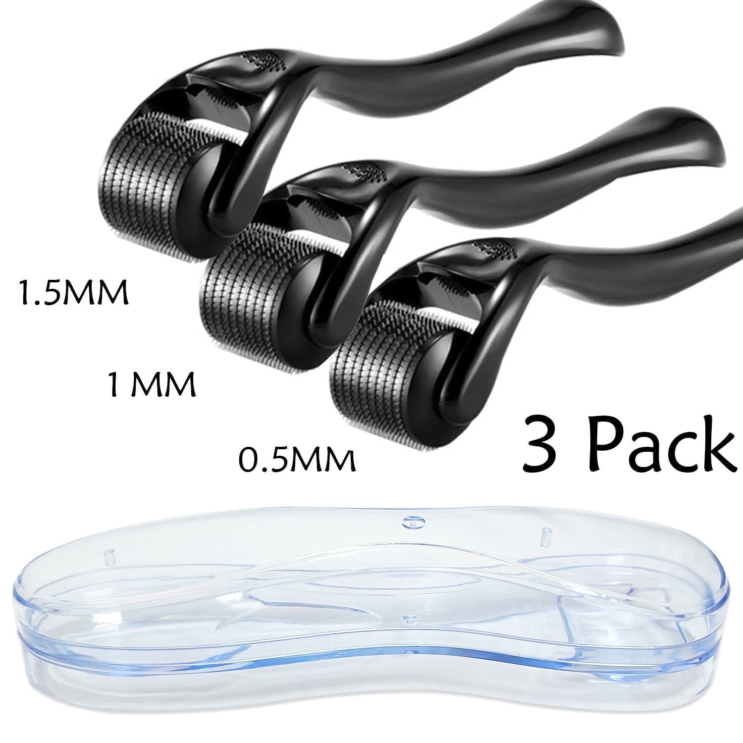 Muzooy 3 Packs Titanium Micro Needles Roller for Home Use, 540 Microneedle Roller for Face Beard Hair Growth