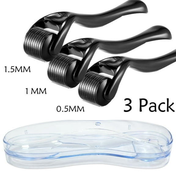 Muzooy 3 Packs Titanium Micro Needles Roller for Home Use, 540 Microneedle Roller for Face Beard Hair Growth