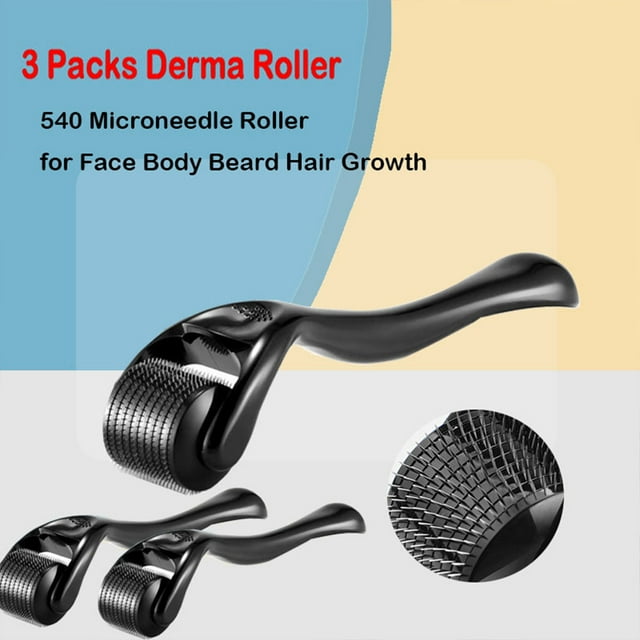 MuzooyBeauty 3 Pack Facial Beauty Kit Titanium Micro Needles Roller