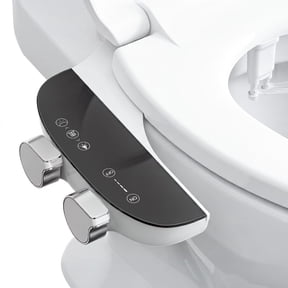 GOLDLEMON Non-Electric Bidet Attachment for Toilet, Ultra-Slim Bidet Toilet Seat with Dual Knobs for Precise Pressure Control, 3 Cleaning Modes: Feminine, Posterior & Self-Cleaning Nozzle, Brass