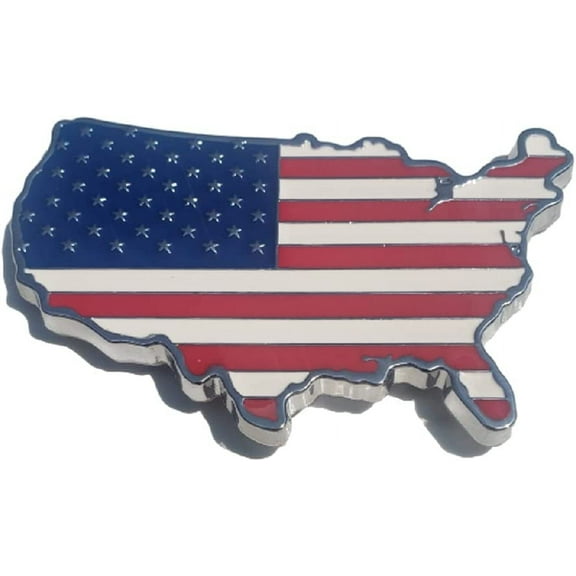 Muzzys 3.25" 3D American Flag in Shape of The United States Emblem Decal USA US Metal Badge Universal Stick On FITS Silverado Suburban Tahoe Sierra F150 Patriotic Support Our Troops Never Forget 9/11