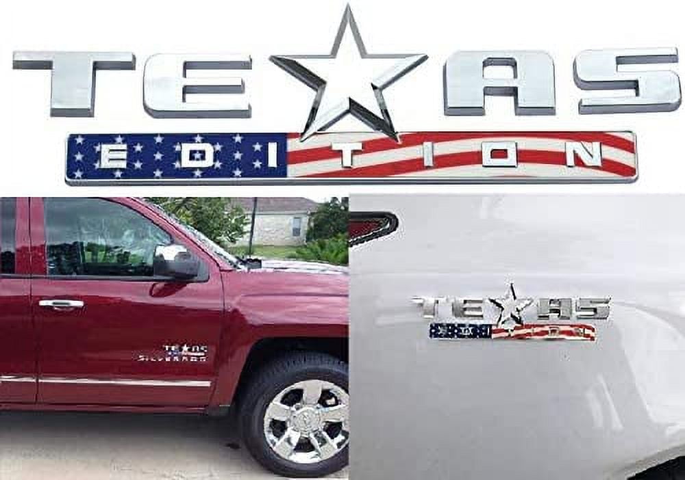 Star Texas Edition Emblem Sticker For All Cars, Metal (Silver