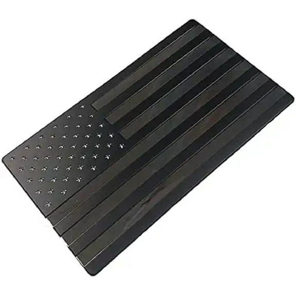 Muzzys-Premium Aluminum All Black Subdued American Flag Decal Emblem Sticker Badge NO Quarter Given 3.2" x 1.75" United States Stick On Car Truck Bumper Window Glass, Made in The USA