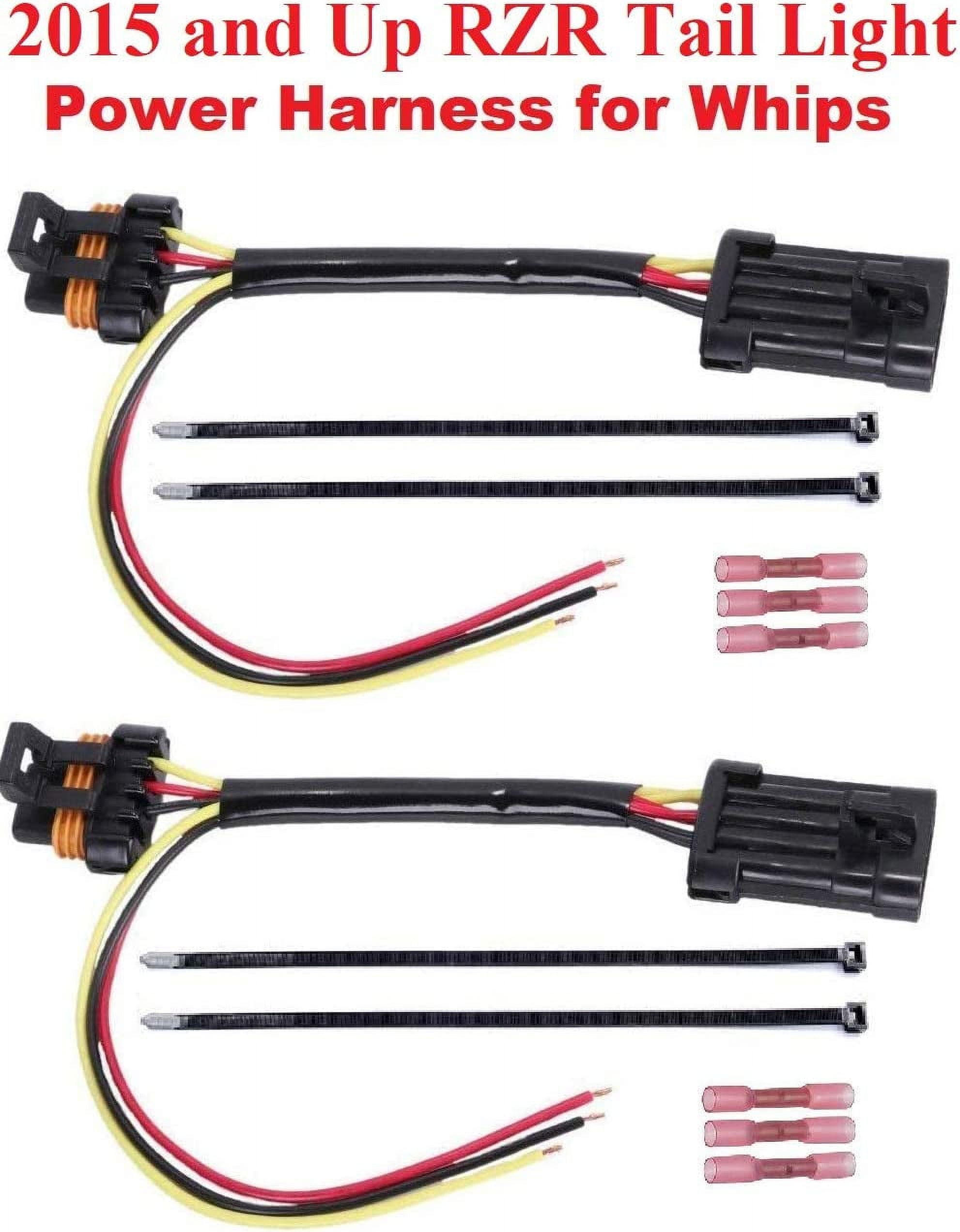 Muzzys (SET OF TWO) Tail Light Whip Power Harness Adapter Splice Pigtail Jumper FITS: 2015-2023 Polaris GENERAL, RZR 900/1000, XP 1000,XP Turbo for Powering LED Whips Brake Lights License Plate Lights