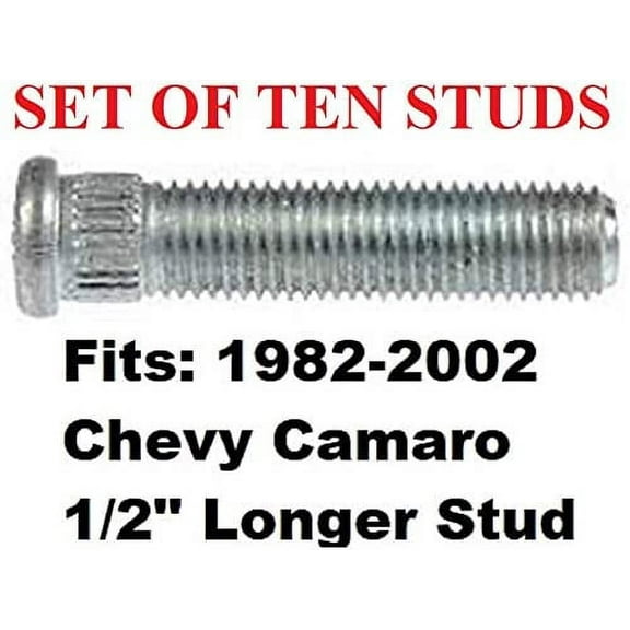 Muzzys (Set of Ten Studs) 1/2" Longer Than Stock Wheel Stud Lug Bolt FITS 1982-2002 Chevrolet Camaro for Wheel Spacers and Aftermarket Rims/Wheels.5" Extended Extra Length FITS Front & Rear @