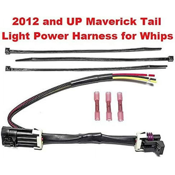 Muzzys Tail Light Whip Power Harness Adapter Splice Pigtail Jumper FITS: 2012-2023 Can Am Maverick X3, Max, X-DS, etc. for Powering LED Whips Brake Lights License Plate Lights or Any 12v Accessory