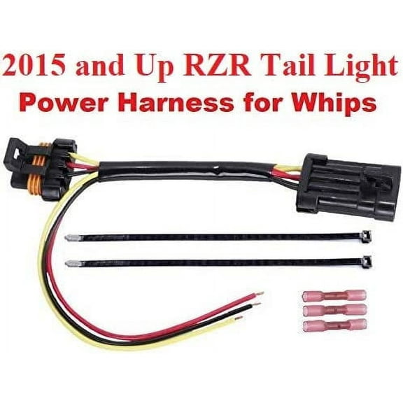 Muzzys Tail Light Whip Power Harness Adapter Splice Pigtail Jumper FITS: 2015-2023 Polaris RZR, General 900/1000 XP 1000 Pro Turbo for Powering LED Whips Brake Lights License Plate Lights or Accessory